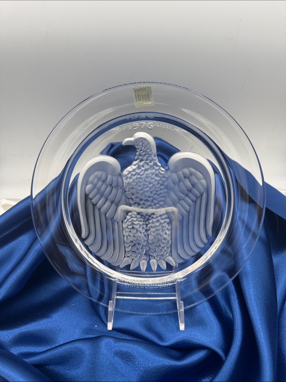 Vintage 1976 Lalique Commemorative  Plate; 8.5” diameter. Signed.